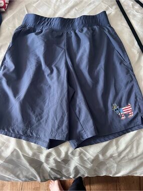 Navy Athletic Shorts with Patriotic Donkey Patch